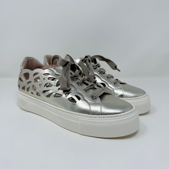 New AGL Mandi Cut Out Sneaker In Platinum Sz 39 - Picture 3 of 14